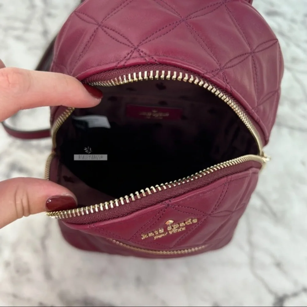 Kate Spade Natalia Burgundy Mini Convertible Leather Backpack